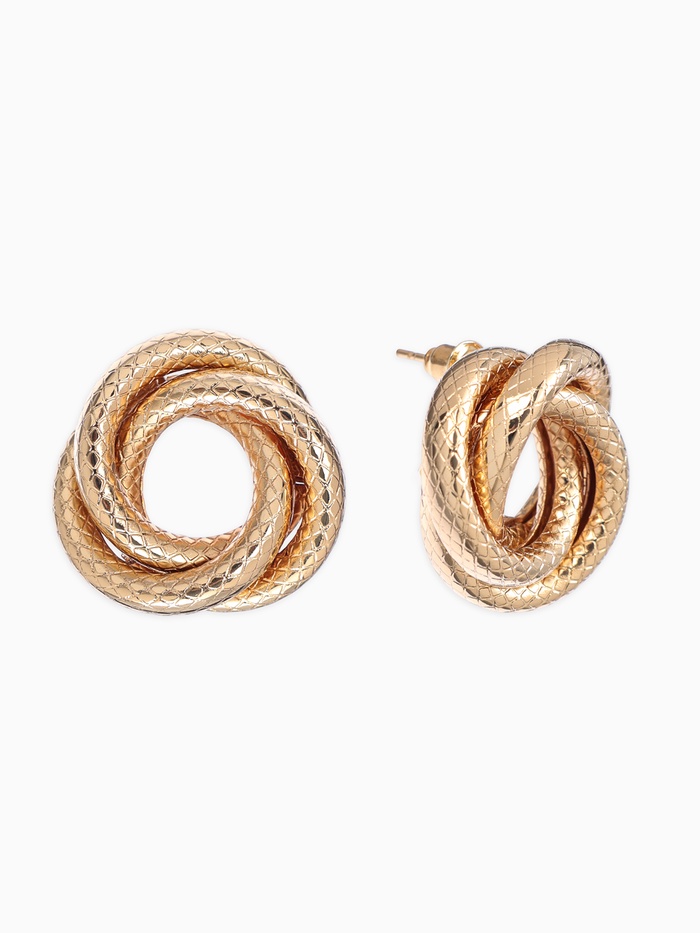 Серьги металл «Геометрия», круги переплетённые, цвет золото