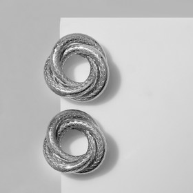 Серьги металл «Геометрия» круги переплетённые, цвет серебро