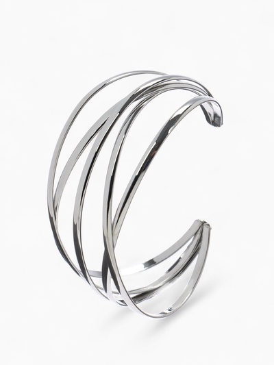 Браслет манжета «Афина», многослойный, металл, цвет серебро