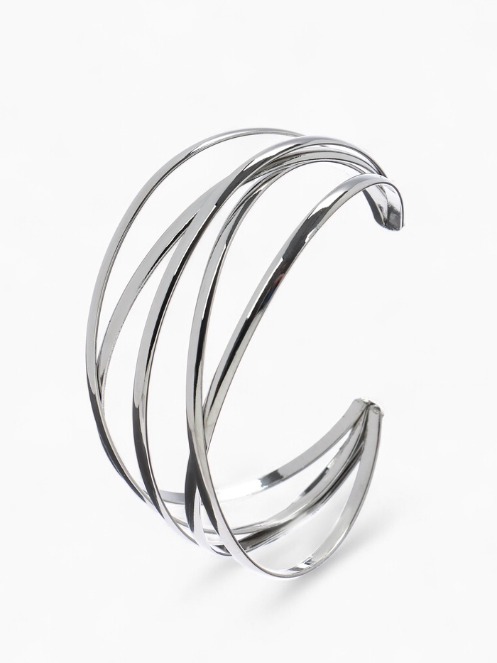 Браслет манжета «Афина», d=6.5 см, многослойный, металл, цвет серебро - Фото 1