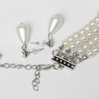 Набор 2 предмета: серьги, колье «Леди» 4 нити, цвет белый в серебре, 45 см - Фото 2
