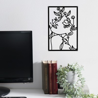 Панно настенное металл «Абстракция. Девушка в цветах», декор, чёрное, 30×45 см