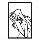 Панно интерьерное металл "Девушка с цветком в волосах" чёрное 30х45 см - Фото 2