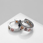 Серьги-кольца «Искра» яркие сердца, цветные в серебре - фото 7875805