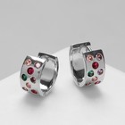 Серьги-кольца «Искра» широкие, яркие вставки, цветные в серебре - фото 7875809