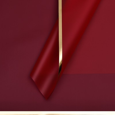 Пленка для цветов матовая, «С золотым тиснением», 57×57 см, красная