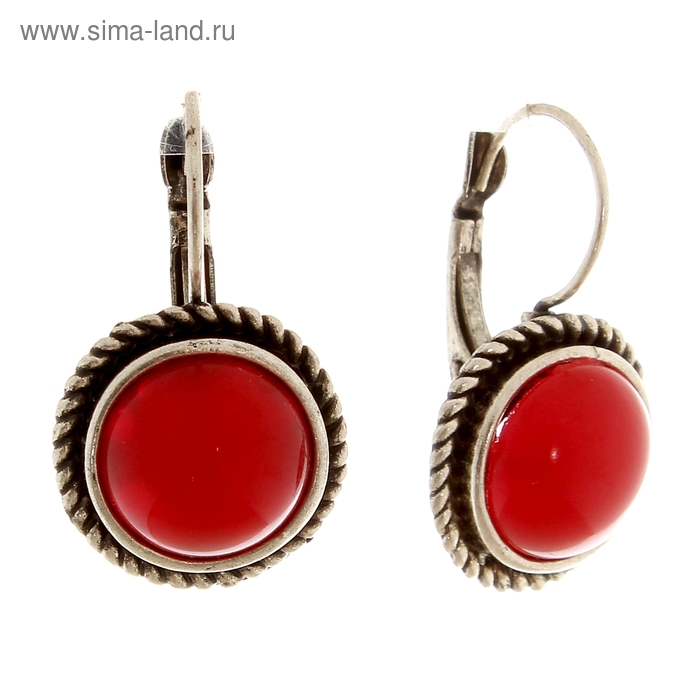 Серьги пластик «Полусфера», цвет красный в чернёном золоте - Фото 1