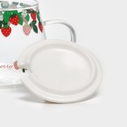 Кружка «Ягодка», 500 мл, с керамической крышкой и ложкой, стекло, прозрачная - Фото 4