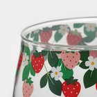 Кружка «Ягодка», 500 мл, с керамической крышкой и ложкой, стекло, прозрачная - Фото 5