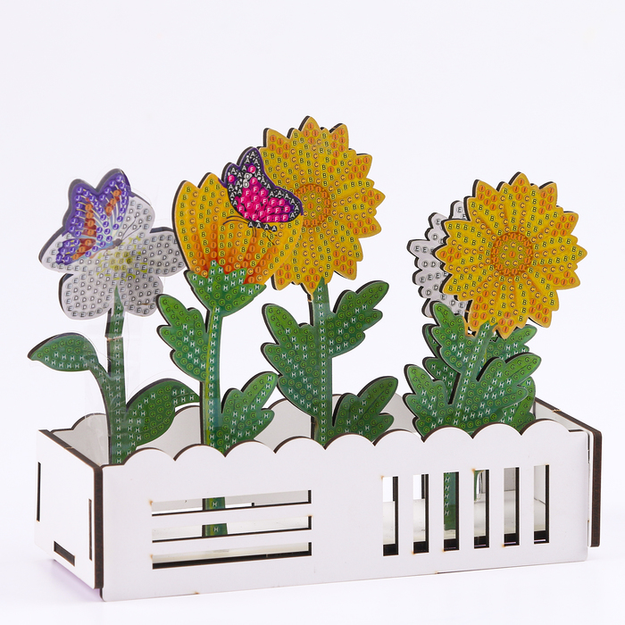 Алмазная вышивка «Цветы с бабочками» интерьерный декор - фото 1907933070