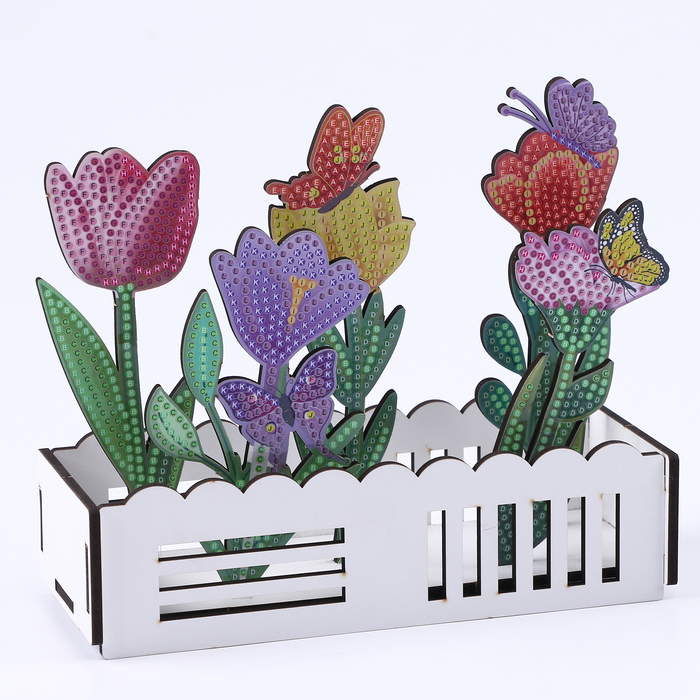 Алмазная вышивка «Цветы с бабочками в саду» интерьерный декор - фото 1907933079