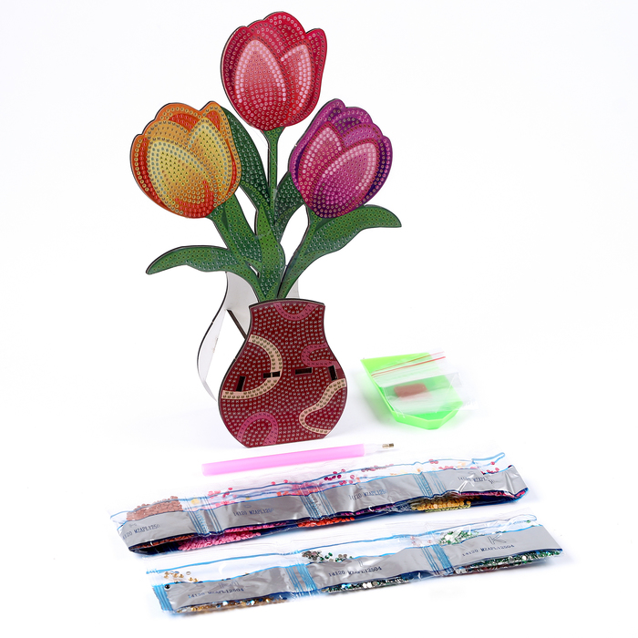 Алмазная вышивка «Тюльпаны вазе» интерьерный декор - фото 1907933096