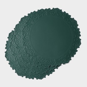 Набор салфеток сервировочных «Элоиза», 4 шт, d=37,5 см, цвет зелёный