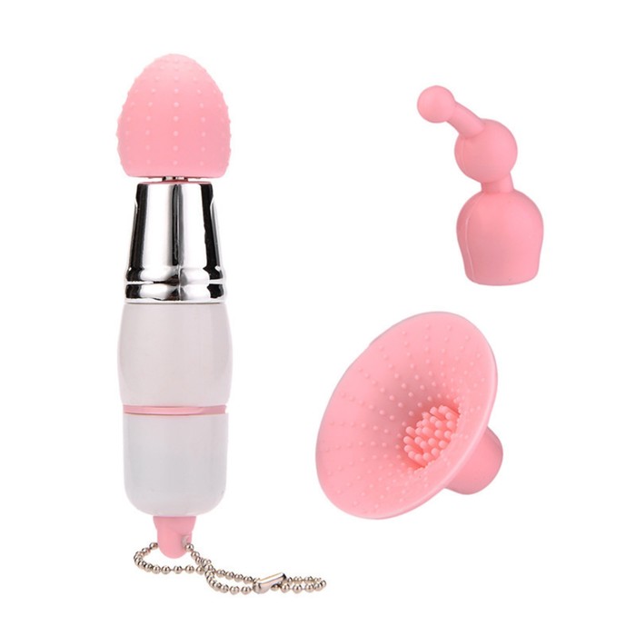 Вибратор-брелок, 3 сменные насадки, 1 режим, белый - Фото 1