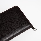 Портмоне мужское на молнии, отдел для купюр, для карт, для монет, тёмно-коричневое - Фото 3