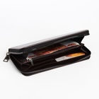 Портмоне мужское на молнии, отдел для купюр, для карт, для монет, тёмно-коричневое - Фото 2