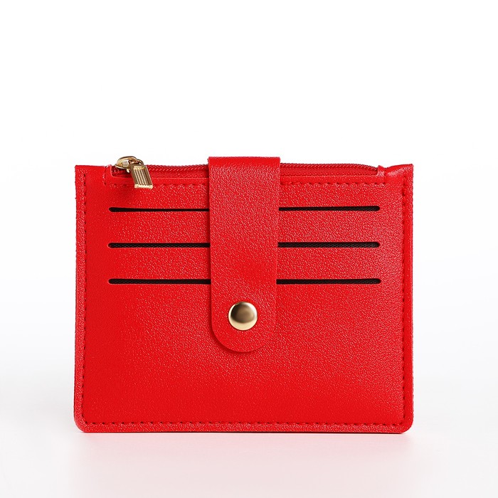 Картхолдер с монетницей на молнии, цвет красный - Фото 1