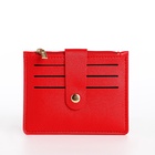 Картхолдер с монетницей на молнии, цвет красный - Фото 5