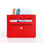 Картхолдер с монетницей на молнии, цвет красный - Фото 2