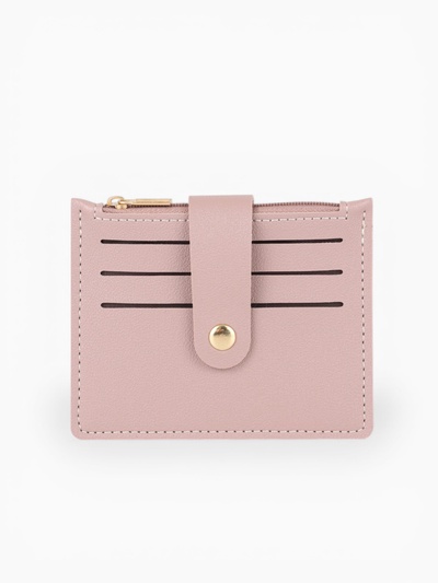 Картхолдер с монетницей на молнии, цвет розовый