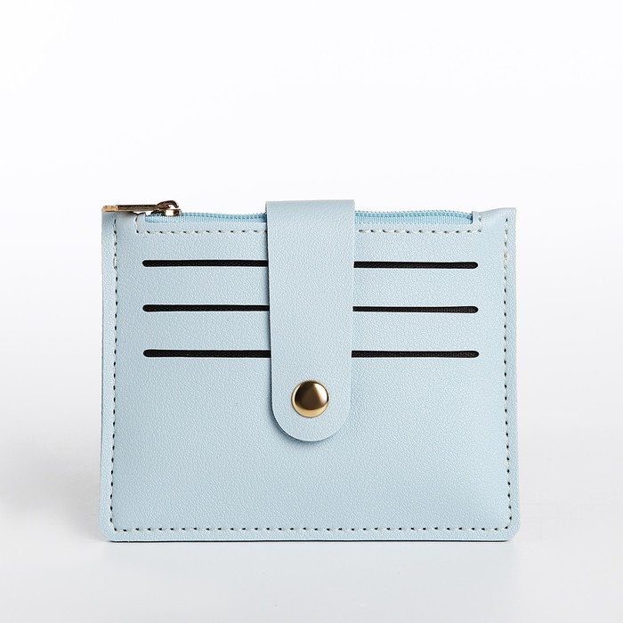 Картхолдер с монетницей на молнии, цвет голубой - Фото 1