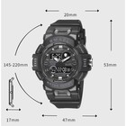Часы наручные электронные, с будильником, d-5.3 см, ремешок l-27 см, 5 ATM, черные - Фото 3