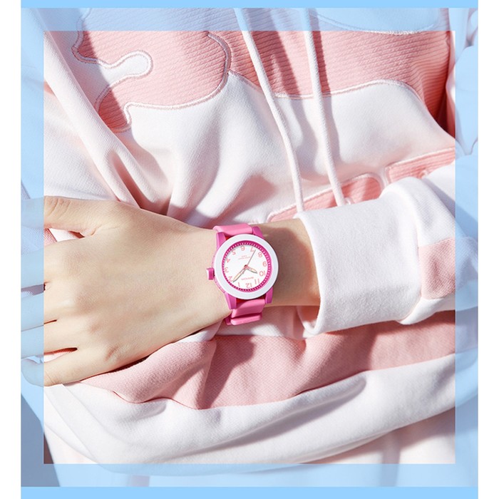 Часы наручные детские, d-3.4 см, водонепроницаемые, светящиеся, ремешок силикон, розовые