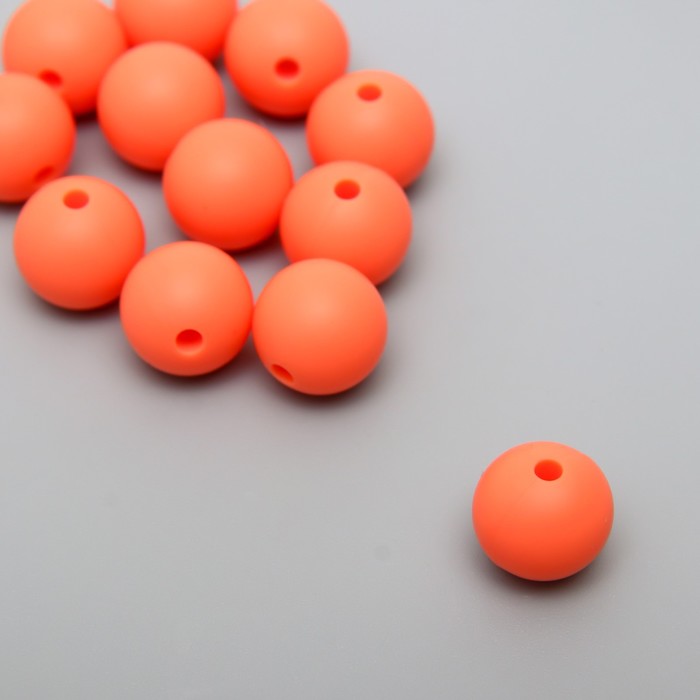Бусина силикон "Круглая" оранжевая зефирная d=1,2 см - Фото 1