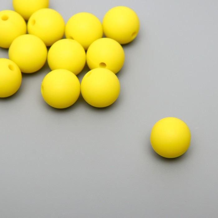 Бусина силикон "Круглая" жёлтая зефирная d=1,2 см - Фото 1