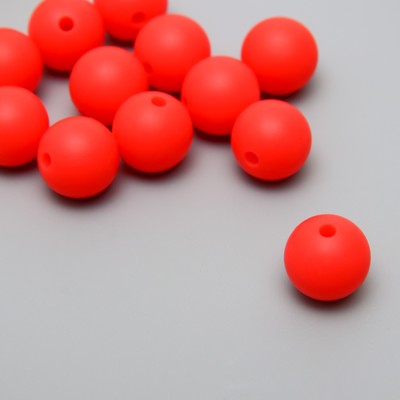 Бусина силикон "Круглая" красно-оранжевая d=1,2 см