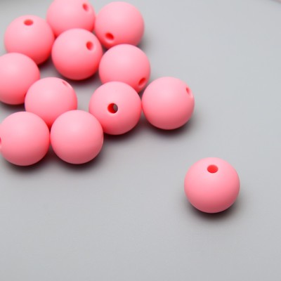 Бусина силикон "Круглая" розовая пастила d=1,2 см