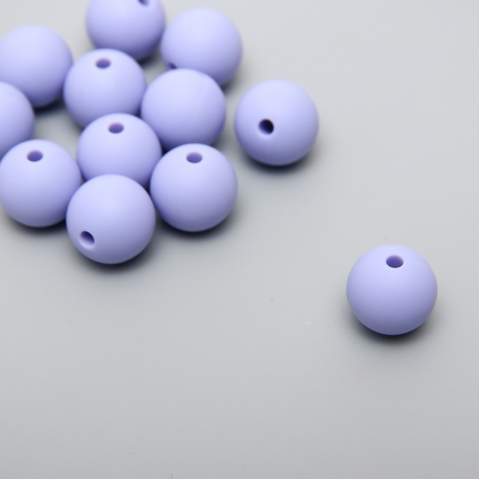 Бусина силикон "Круглая" сиренево-голубая d=1,2 см - Фото 1