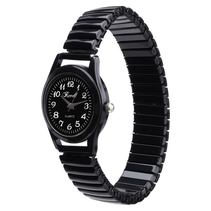 Часы наручные женские, d-2.8 см, ремешок металл, черные