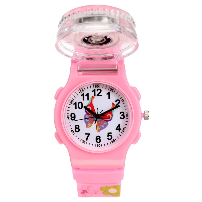 Часы наручные детские «Бабочки», кварцевые, d=3.5 см, ремешок силикон, l-21.5 см - Фото 1