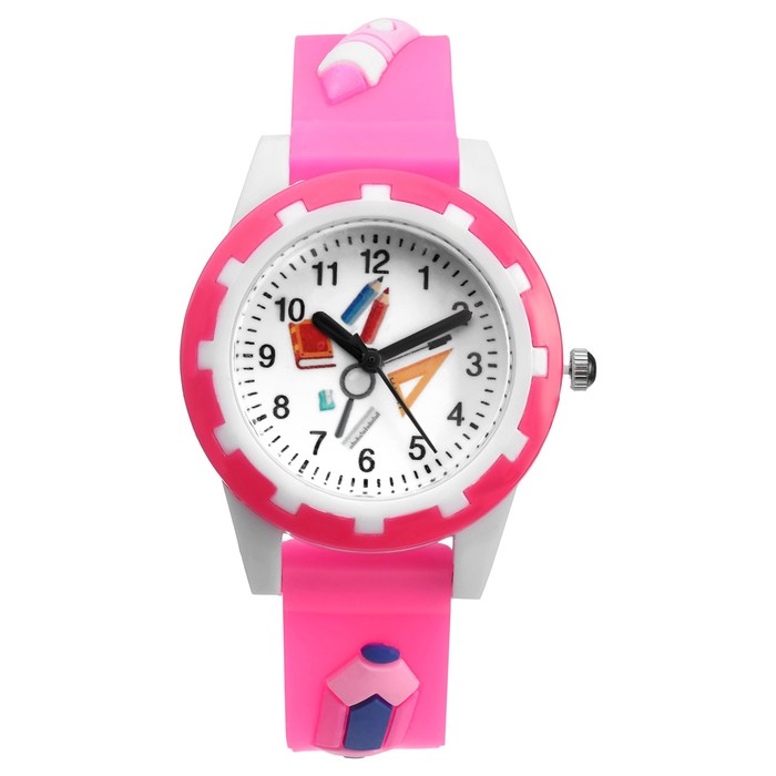 Часы наручные детские «Художник», кварцевые, d=3 см, ремешок силикон, l-20 см, розовые - Фото 1