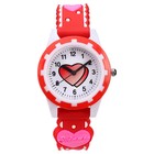Часы наручные детские, "Сердечки", d-3 см, ремешок силикон l-20 см, красные - фото 109528861