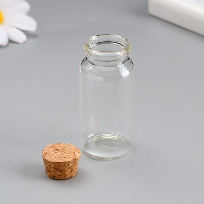 Стеклянная бутылочка с пробкой для декора, набор 3 шт., 25 мл, 6×3×3 см