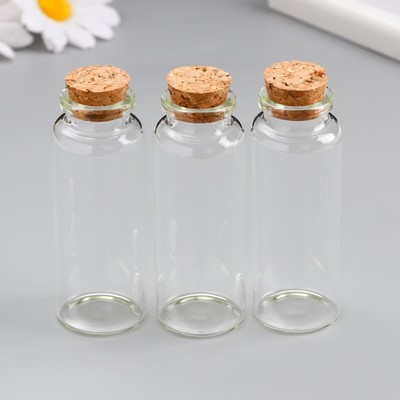 Декор для творчества стекло «Бутылочка с пробкой», набор 3 шт. 40 мл 8×3×3 см