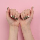 Накладные ногти «Хакки», 12 шт, с клеевыми пластинами, форма мягкий квадрат, цвет зелёный/белый - Фото 14