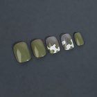Накладные ногти «Хакки», 12 шт, с клеевыми пластинами, форма мягкий квадрат, цвет зелёный/белый - Фото 7