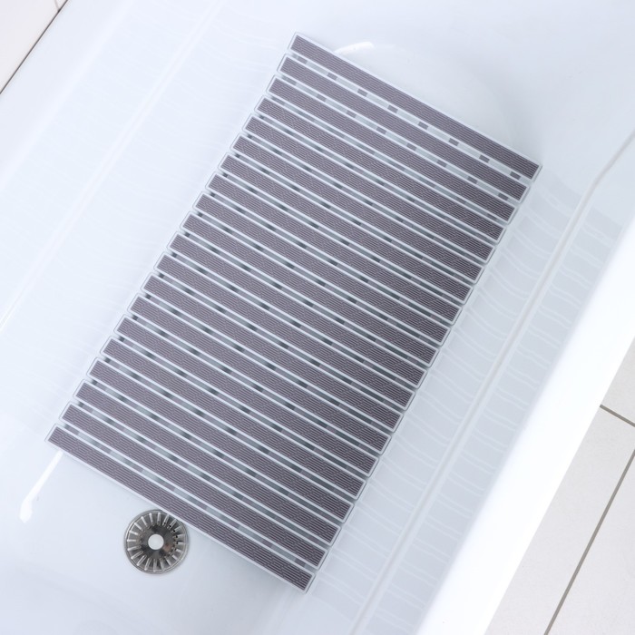 Коврик противоскользящий СПА в ванну на присосках SAVANNA, 40×68 см, цвет серый