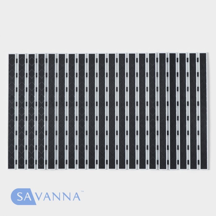 Коврик противоскользящий в ванну на присосках SAVANNA, 40×68 см, цвет чёрный - Фото 1
