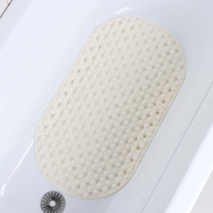 Коврик противоскользящий СПА в ванну на присосках Доляна «Колли», 39×70 см, цвет молочный