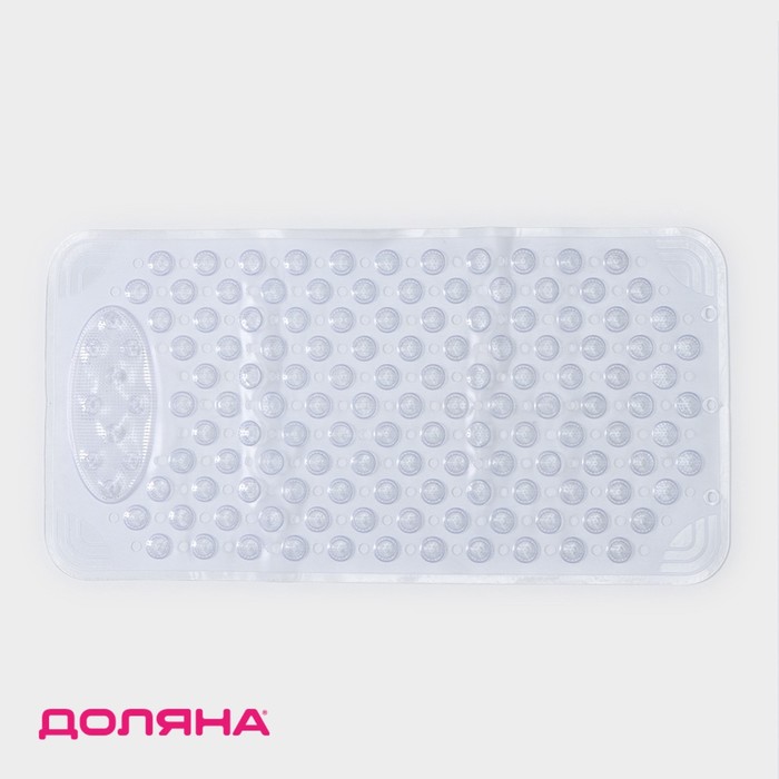 Коврик противоскользящий в ванну на присосках Доляна «Дороти», 35×68 см, прозрачный - Фото 1