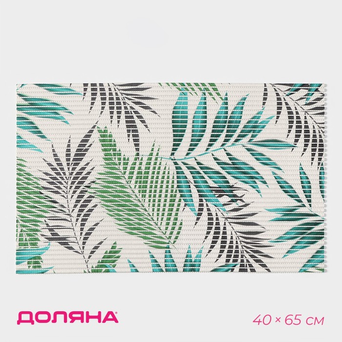 Коврик для ванной Доляна «Пальмовая ветвь», 40×65 см, цвет зелёный - Фото 1