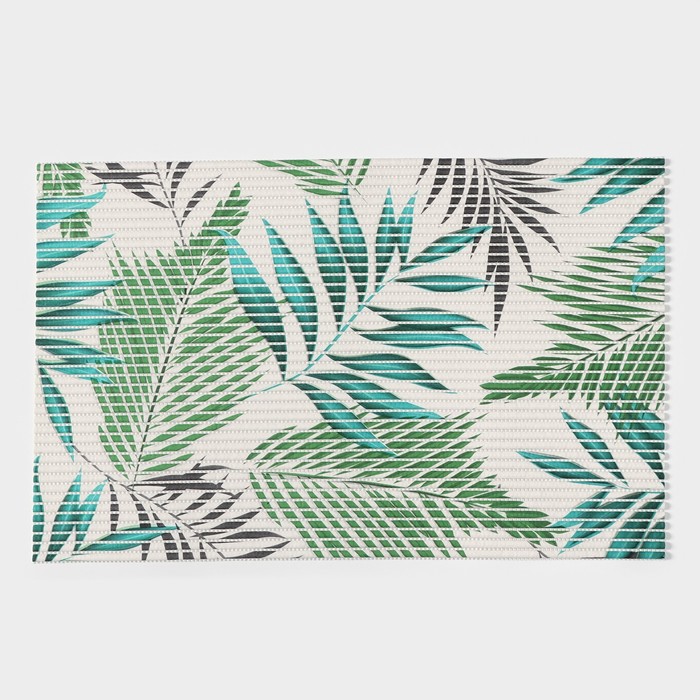Коврик для ванной Доляна «Пальмовая ветвь», 40×65 см, цвет зелёный - фото 1897676393