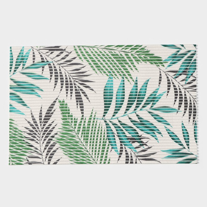 Коврик для ванной Доляна «Пальмовая ветвь», 40×65 см, цвет зелёный - фото 1897676394