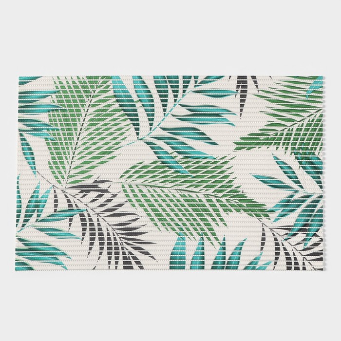 Коврик для ванной Доляна «Пальмовая ветвь», 40×65 см, цвет зелёный - фото 1897676395