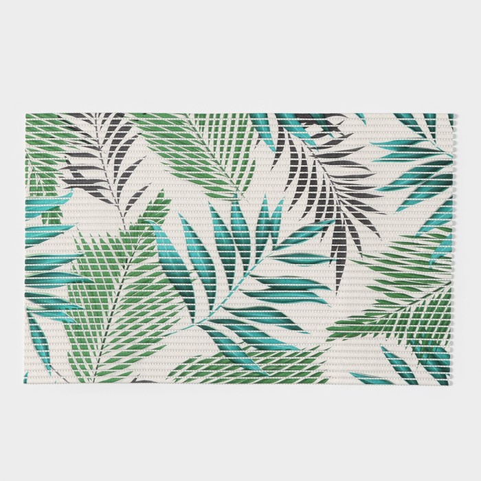 Коврик для ванной Доляна «Пальмовая ветвь», 40×65 см, цвет зелёный - фото 1897676396