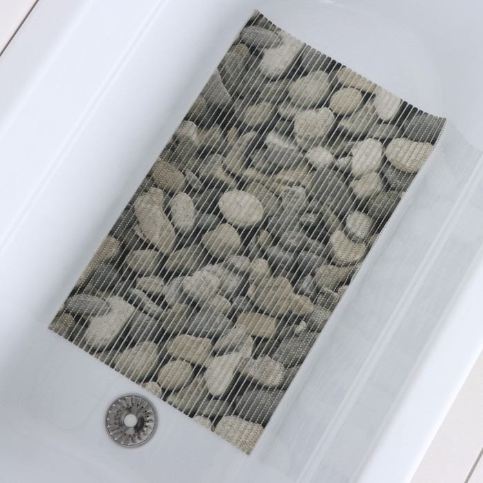 Коврик для ванны Доляна «Галька», 40×65 см, цвет серый